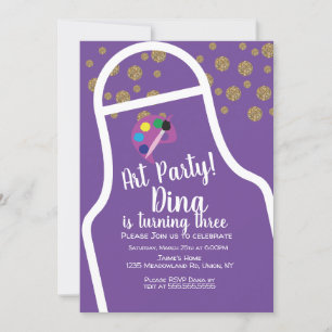 Glitter Apron Art Birthday Party Brush Palette Invitation