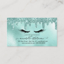 Glitter Aqua Eyelash Extension Loyalty Business Card