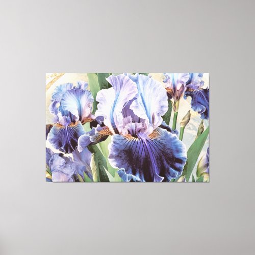  Glitter Aqua IRIS Irises Vintage Floral TV2 Canvas Print