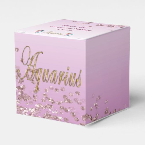 Glitter Aquarius  Rose Gold Glitter Birthday Favor Boxes
