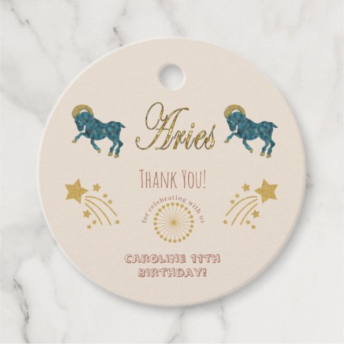 Glitter Aries Gold Shooting Stars Thank You Favor Tags