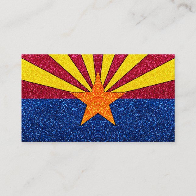 Glitter Arizona flag customizable business cards (Front)