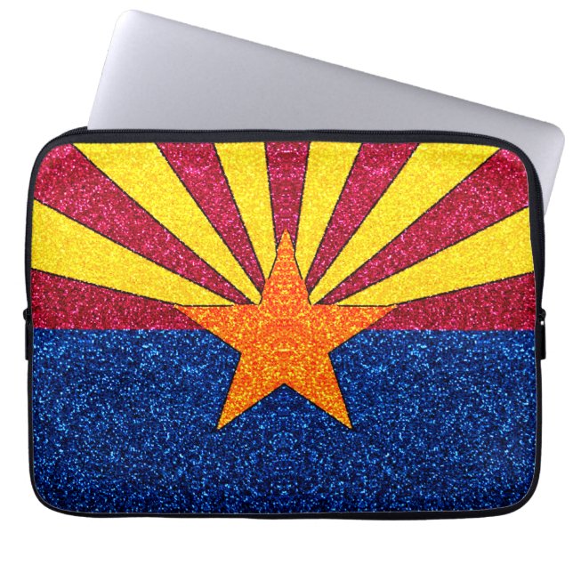 Glitter Arizona flag laptop sleeve (Front)