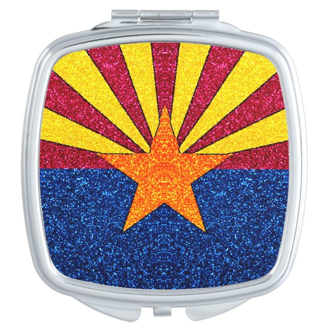 Glitter Arizona flag square compact mirror (Front)