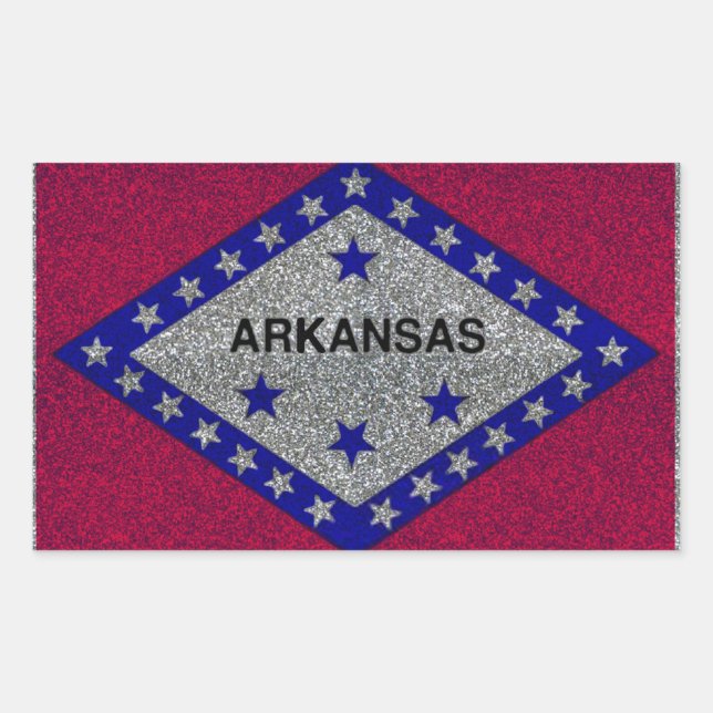 Glitter Arkansas flag rectangle stickers (Front)