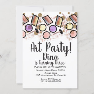 Glitter Art Birthday Party Brush Palette Invitation