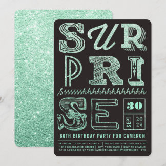 Glitter Art Deco Surprise Party Birthday Invite