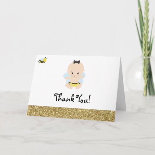 *~* Glitter Baby Bee BOY Baby Shower Thank You Card
