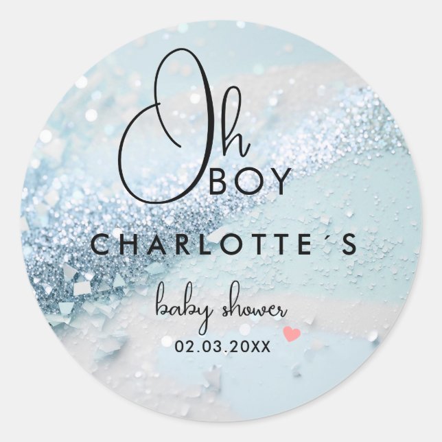 Glitter Baby Shower Classic Round Sticker (Front)