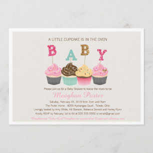 Glitter Baby Shower Invitation - Cupcakes, Glitz