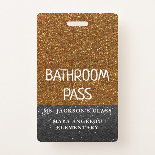 Glitter Back To School Colors Bathroom Hall Pass Badge