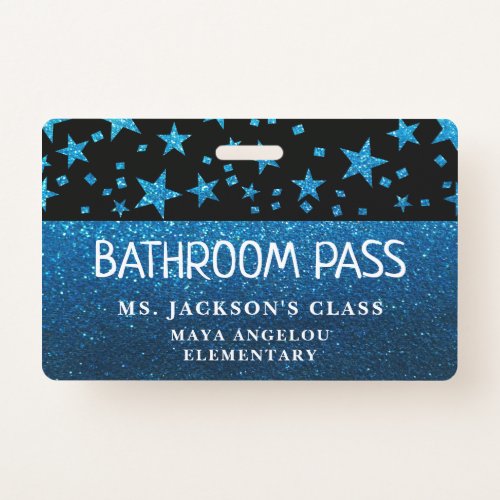 Glitter Back To School Stars Bathroom Hall Pass Badge