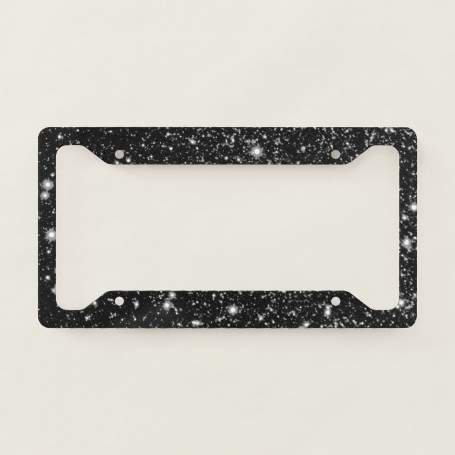 Glitter Background - Black & White License Plate Frame (Front)