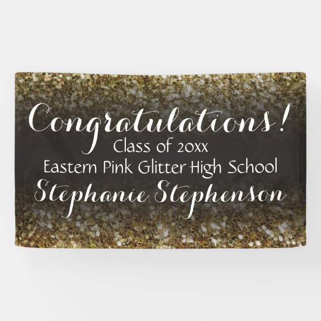 Glitter Background Gold Graduation Party Banner
