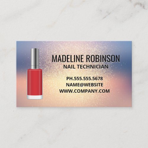 Glitter Background  Red Nail Polish Bottle Business Card