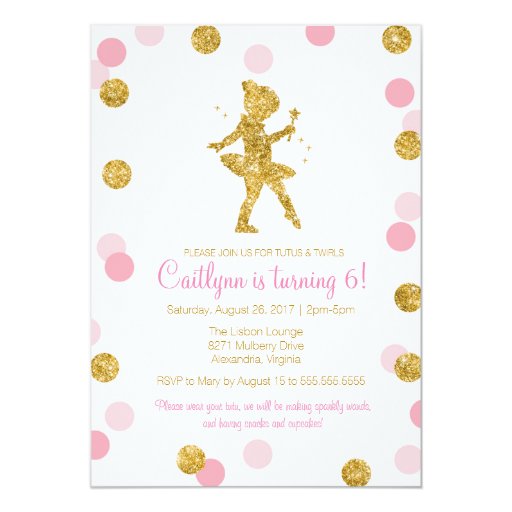 Pink And Gold Ballerina Invitations 10