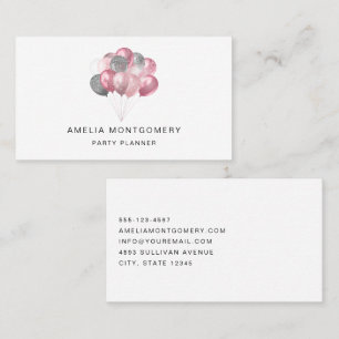 Glitter Balloon Bunch Pink and Silver Business Card