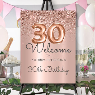 Glitter Balloon Rose Gold 30th Birthday Welcome Foam Board