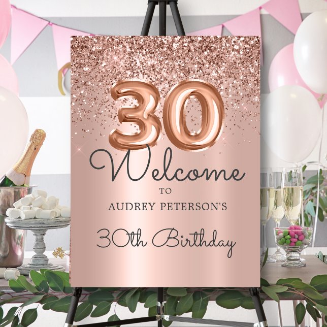 Glitter Balloon Rose Gold 30th Birthday Welcome Foam Board (Creator Uploaded)