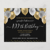 Glitter Balloons 100th Birthday Party Invitation (Front)