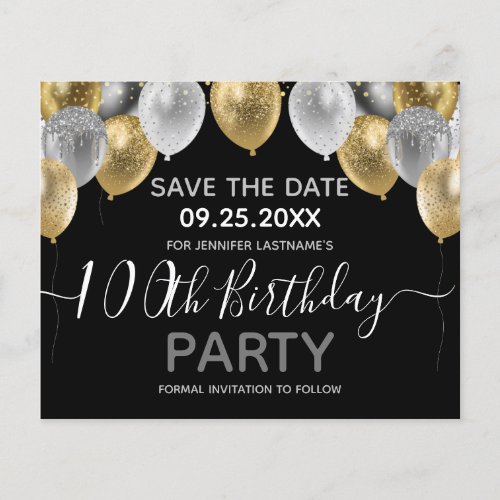 Glitter Balloons 100th Birthday Save the Date