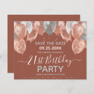 Glitter Balloons 21st Birthday Party Save the Date