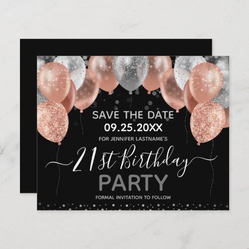 Glitter Balloons 21st Birthday Party Save the Date