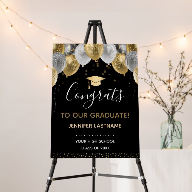 Glitter Balloons Congrats to the Grad Party Foam Board (In Situ (Stand))