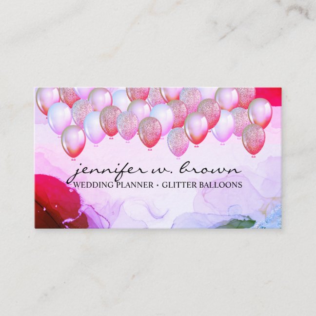 Glitter Balloons Occasions Events Planner Party Business Card