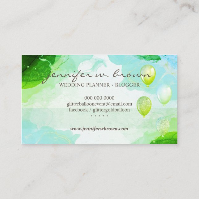 Glitter Balloons Party Event Planner glitz Business Card (Back)
