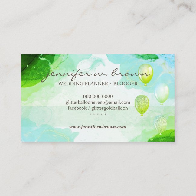 Glitter Balloons Party Event Planner glitz Business Card