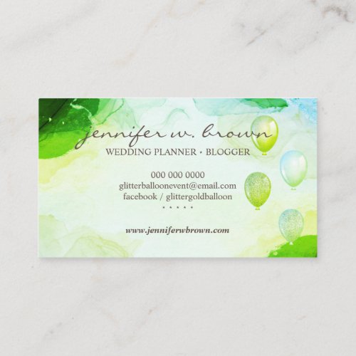 Glitter Balloons Party Event Planner glitz Business Card