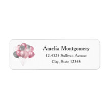 Glitter Balloons Pink and Silver Address