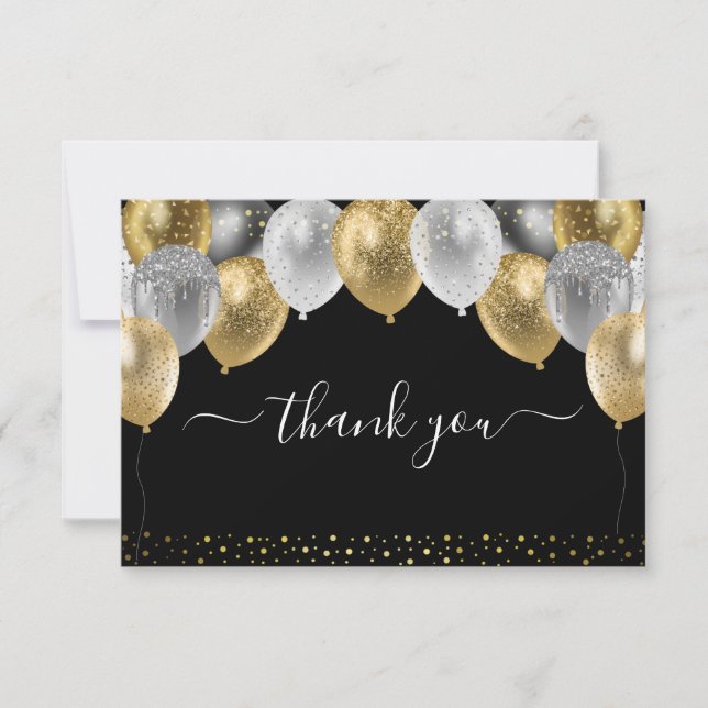 Glitter Balloons Thank You  (Front)