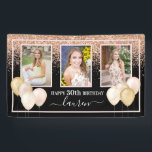 Glitter Balloons Three Photos 30th Black Birthday Banner<br><div class="desc">Celebrate 30 years with this balloon theme banner. Pop in your favorite photos and name and that's all there is to it. We'll take it from there!

Photo courtesy of Gracie Mae Photography,  https://maeganbartell.wixsite.com/graciemaephotography</div>