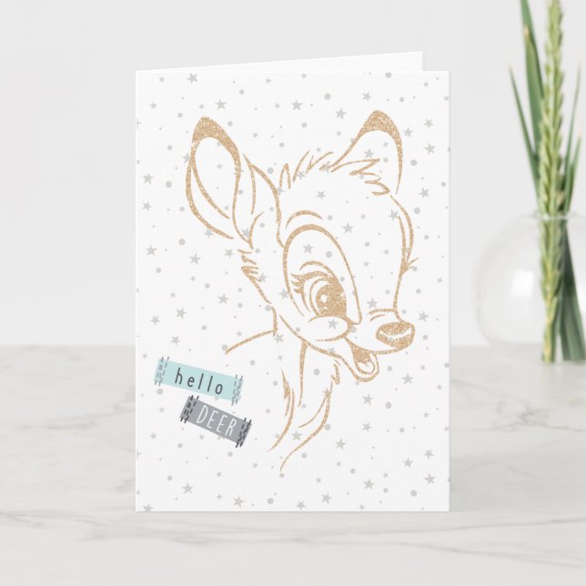 Glitter Bambi Outline - Hello Deer Card (Front)