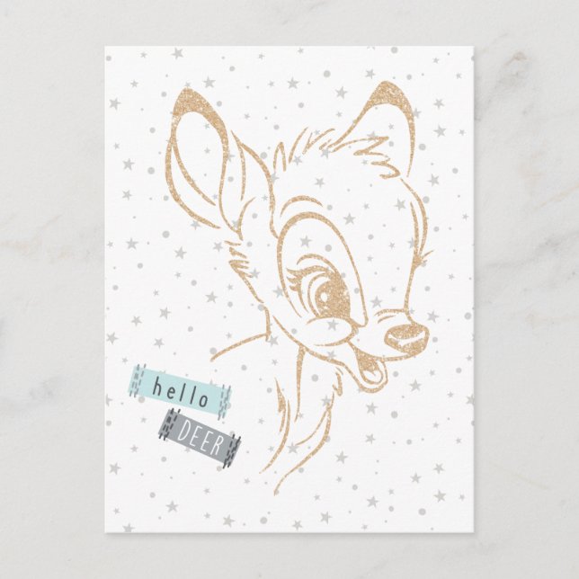 Glitter Bambi Outline - Hello Deer Postcard (Front)