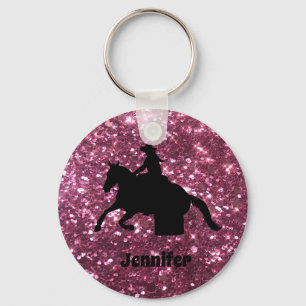 Glitter Barrel Racing Western Rodeo Keychain