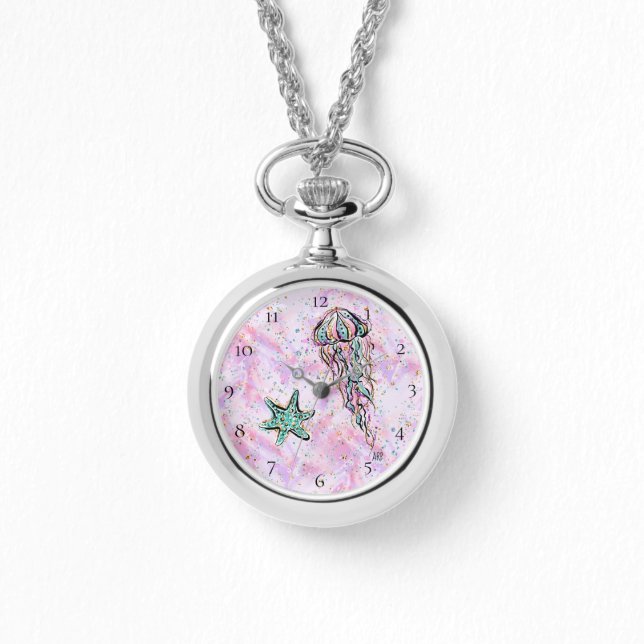 *~* Glitter Beach Art Star Fish Jelly Fish Sea Watch (Front)