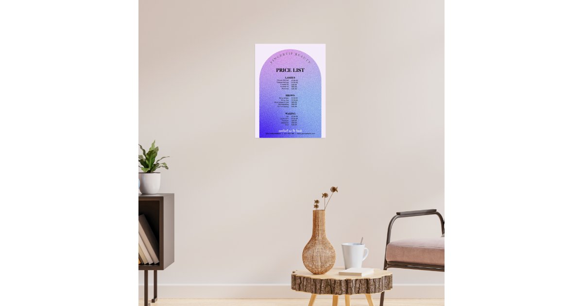 Makeup Charges Menu Glitter Beauty Makeup Nail Salon Menu Price List Poster | Zazzle