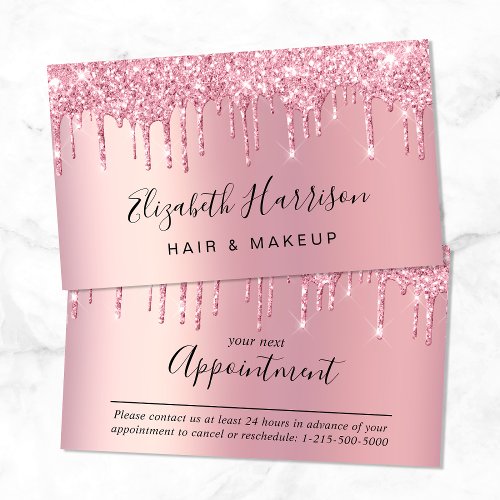 Glitter Beauty Pink Appointment Card