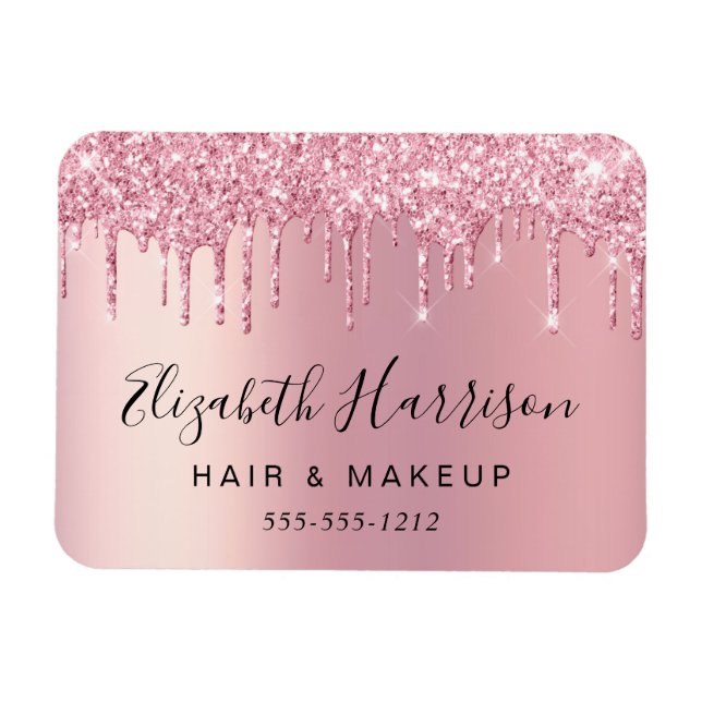 Glitter Beauty Pink Business Card Magnet (Horizontal)