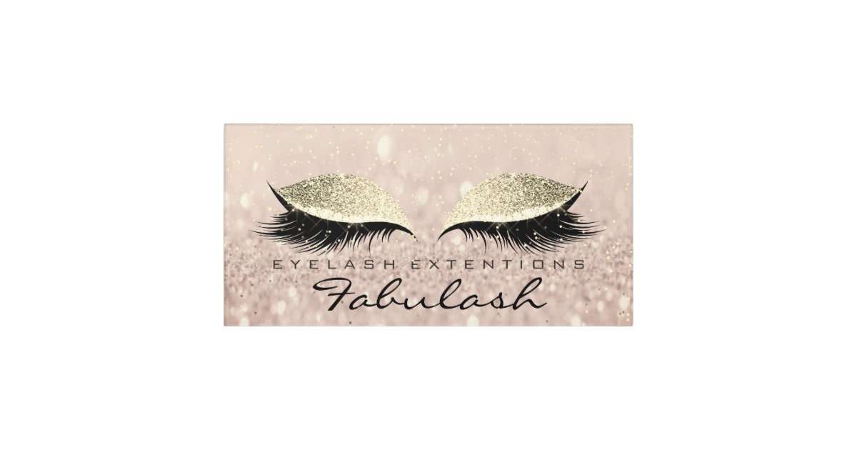 Glitter Beauty Salon Lashes Makeup Rose Gold Pink Door Sign
