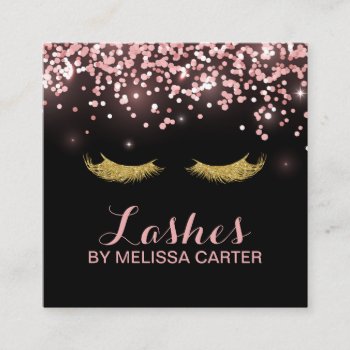 Glitter Beauty Salon Makeup Artist Lash Extensions Square Business Card by businesscardsdepot at Zazzle
