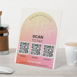 Glitter Beauty Salon QR Code Contactless Pay Pedestal Sign