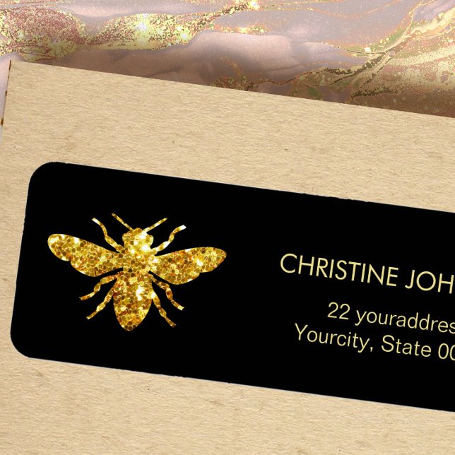 glitter bee logo on black label (Creator Uploaded)