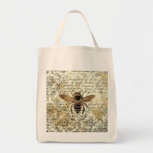 Glitter Bee on Vintage Ephemera   Tote Bag