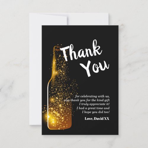 glitter beer wine adult thank you card