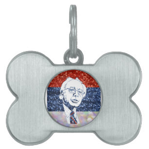 glitter bernie sanders pet tag