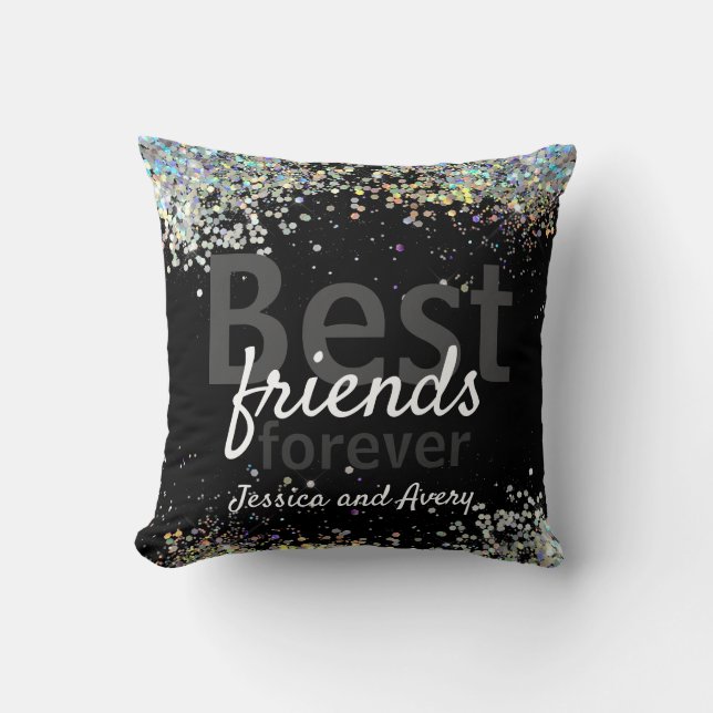 Glitter Best Friends Forever Throw Pillow (Front)